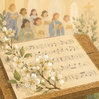 Easter Choir Hallelujah with Spring Blossoms