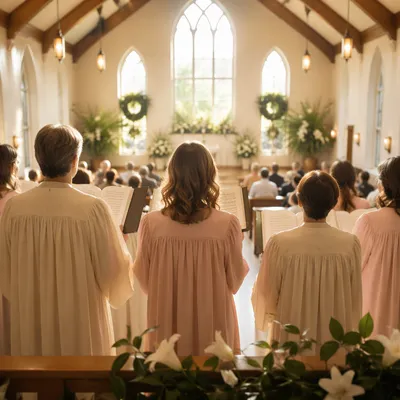 Joyful Easter Choir in Countryside Church
