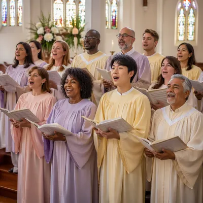 Joyful Easter Choir Singing in Church