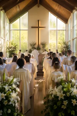 Joyful Easter Choir in Sunlit Church