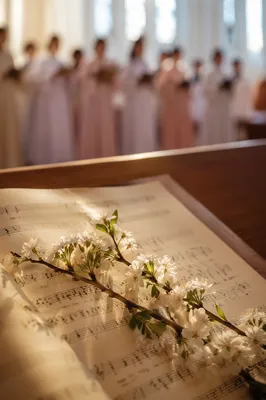 Easter Choir Hallelujah with Spring Blossoms