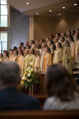 Joyful Easter Choir Singing in Sanctuary