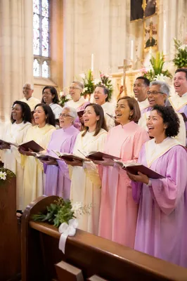 Joyful Easter Choir in Church Sanctuary