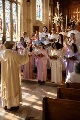 Joyful Easter Choir in Sunlit Church