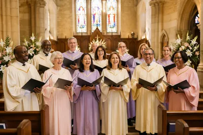Joyful Easter Choir in Church Sanctuary
