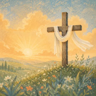 Easter Sunrise Cross with White Cloth