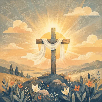 Easter Sunrise Cross with White Cloth