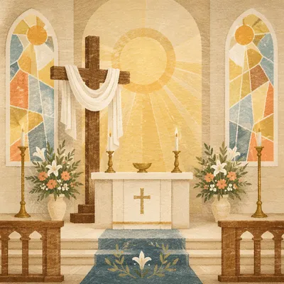 Easter Sunrise Cross with White Cloth