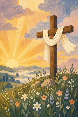 Easter Sunrise Cross with White Cloth