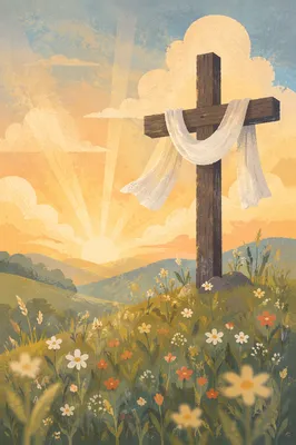 Easter Sunrise Cross With White Cloth