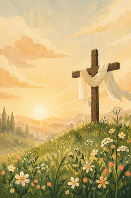 Easter Sunrise Cross with White Cloth