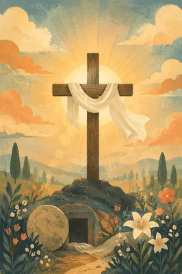 Easter Sunrise Cross with White Cloth