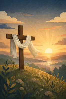 Easter Sunrise Cross with White Cloth