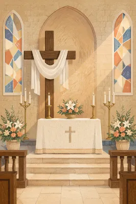Easter Sunrise Cross with White Cloth