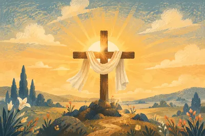 Easter Sunrise Cross with White Cloth