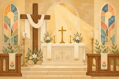 Easter Sunrise Cross with White Cloth