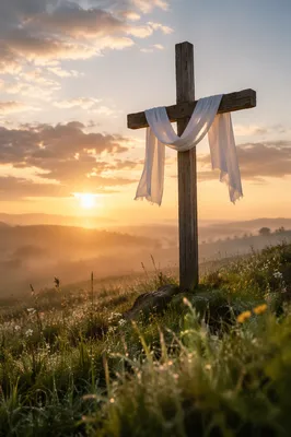 Easter Sunrise Cross with White Cloth