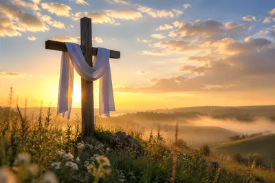 Easter Sunrise Cross with White Cloth