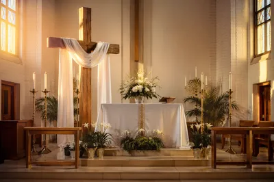 Easter Sunrise Cross with White Cloth