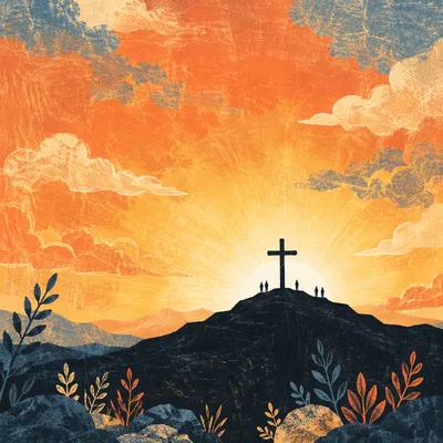 Dramatic Easter Sunrise Cross Silhouette