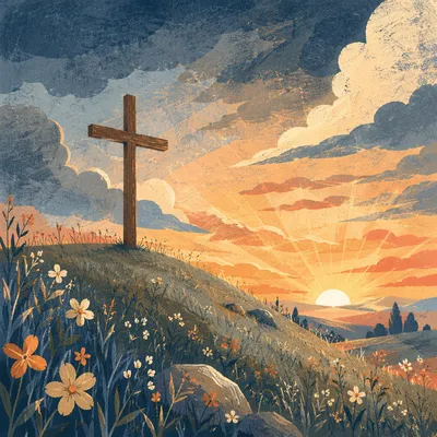 Easter Cross at Dramatic Sunrise