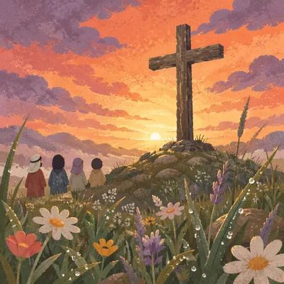 Easter Cross at Dramatic Sunrise