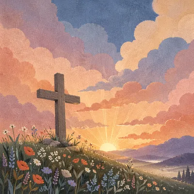 Easter Cross at Dramatic Sunrise
