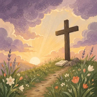 Easter Cross at Dramatic Sunrise