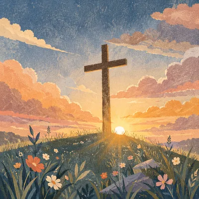 Easter Cross at Sunrise Dramatic Sky