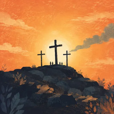 Easter Cross at Sunrise Dramatic Sky