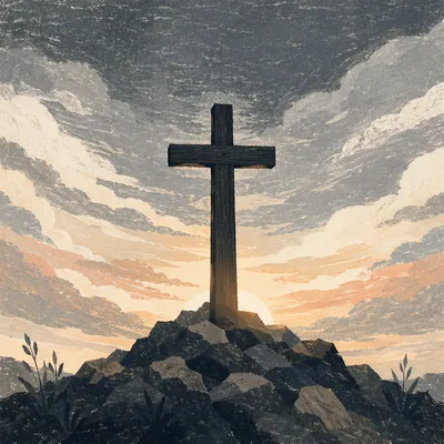 Easter Cross at Sunrise Dramatic Sky