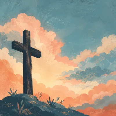 Easter Cross Sunrise with Dramatic Sky