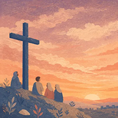 Easter Cross Silhouette at Dramatic Sunrise