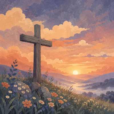Easter Cross at Dramatic Sunrise