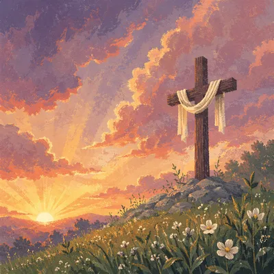 Easter Cross Sunrise Over Dramatic Spring Sky
