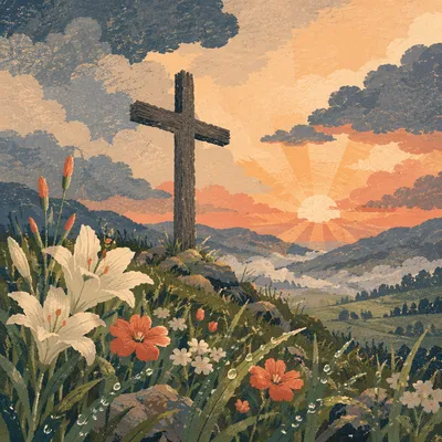Easter Cross at Dramatic Sunrise
