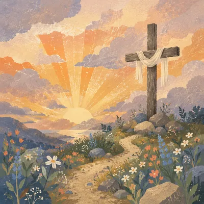 Easter Cross at Dramatic Sunrise