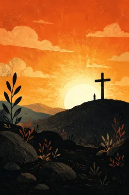 Easter Cross Sunrise Over Dramatic Hillside