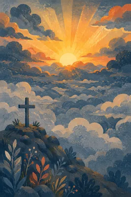 Easter Cross Sunrise Over Dramatic Storm Clouds