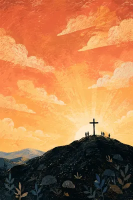 Easter Cross Sunrise Over Rocky Hill