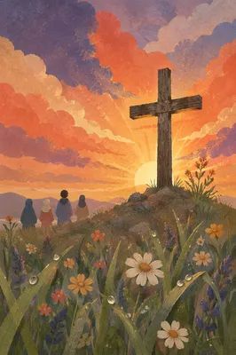 Easter Cross at Dramatic Sunrise