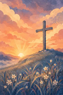 Easter Cross at Dramatic Sunrise