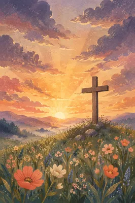 Easter Cross at Dramatic Sunrise