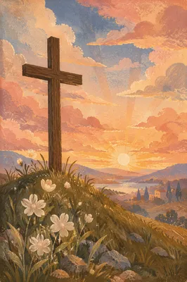 Easter Cross at Dramatic Sunrise