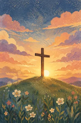 Easter Cross at Sunrise Dramatic Sky