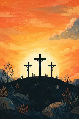Easter Cross at Sunrise on Hill
