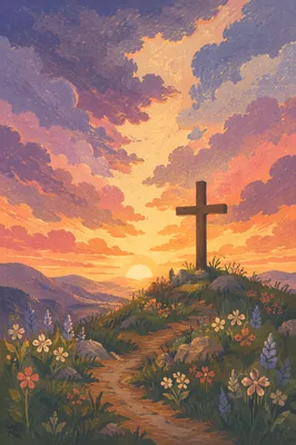 Easter Cross at Dramatic Sunrise