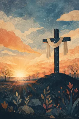 Easter Cross at Dramatic Sunrise
