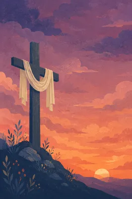 Easter Cross Silhouette at Dramatic Sunrise