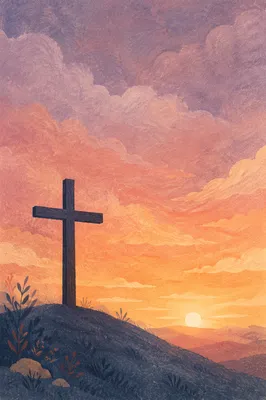 Easter Cross Silhouette at Dramatic Sunrise